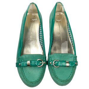 Anne Klein Green Loafers with Gold Accents
